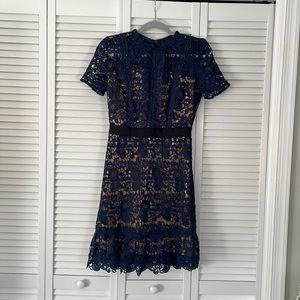 Vici Best Time Of Year Crochet Lace Dress - Navy - Small